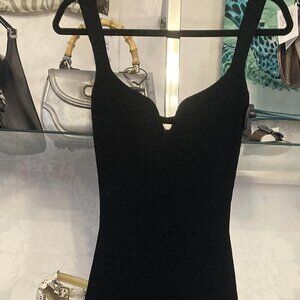 Khaite Black Ribbed Dress - Size Medium